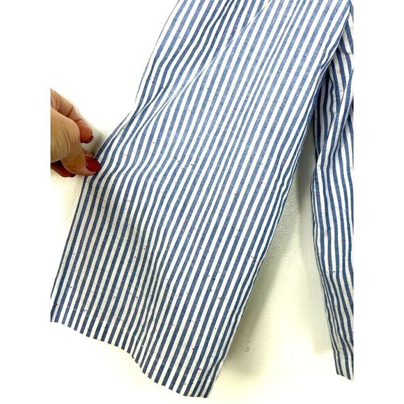 Club Monaco Women M Blue White Off The Shoulder Tassel Crop Top Cotton Speckled - Picture 7 of 11